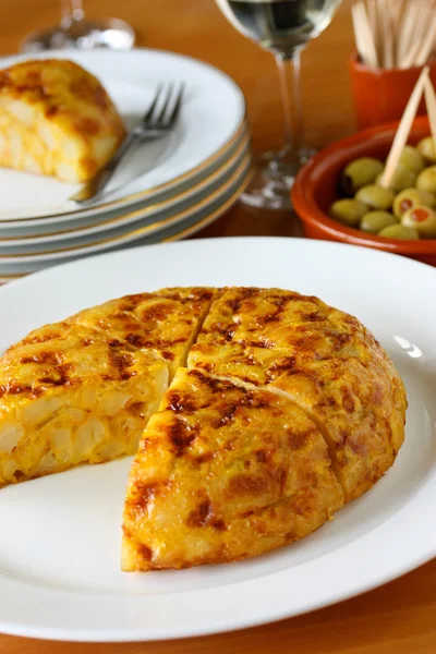 Tortilla, spanisches Kartoffelomelett — Stockfoto
