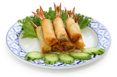 Shrimp spring rolls, thai cuisine