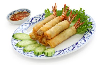 Shrimp spring rolls, thai cuisine clipart