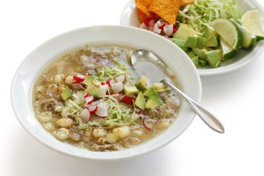 White pozole, mexican soup cuisine clipart