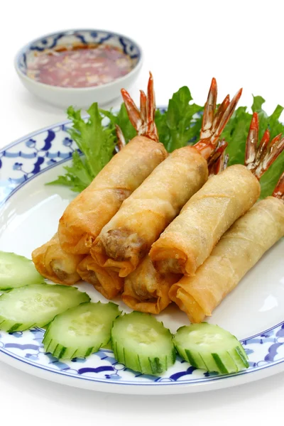 Rouleaux printaniers aux crevettes, cuisine thaïlandaise — Photo