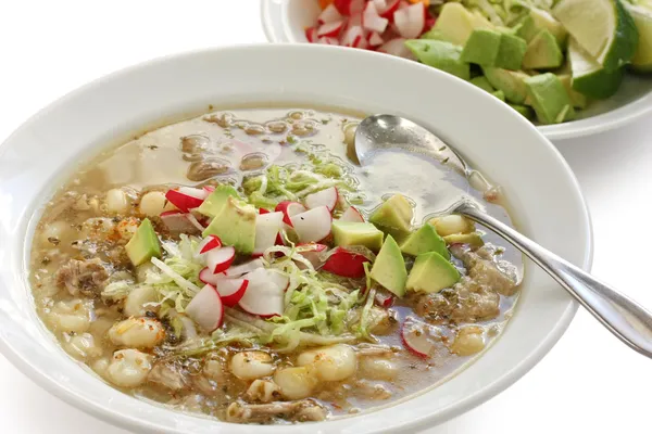 Pozole, σούπα μεξικάνικη κουζίνα — Φωτογραφία Αρχείου