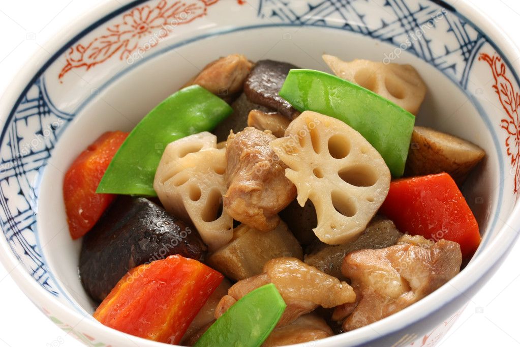 Chikuzenni, chicken and vegetables stew, japanese food