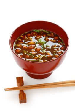 Nameko mushrooms miso soup, japanese food clipart