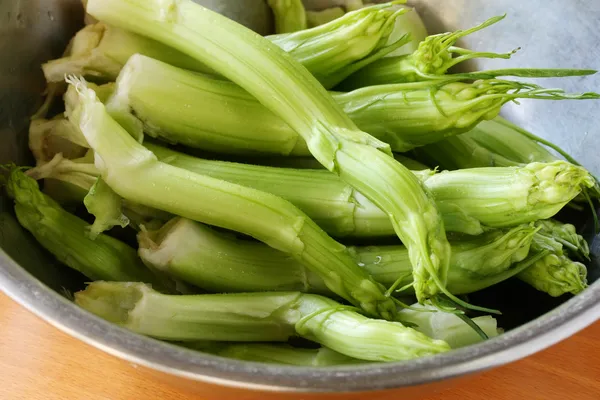 Puntarelle salad, cooking process — Stock Photo, Image