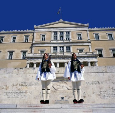 Evzones the presidential ceremonial guards in Greece clipart