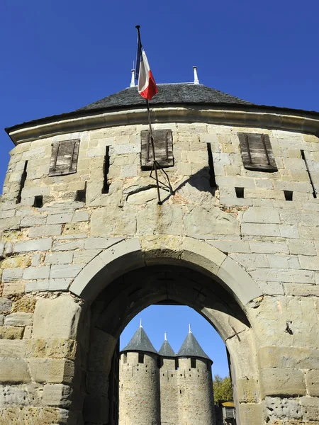 Carcassonne a híres középkori óváros, a dél-franciaországi. — Stock Fotó