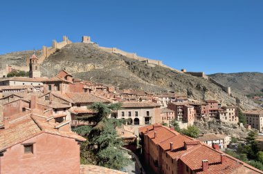 Panoramic view of the village of Albarrcin in Teruel, Spain. clipart