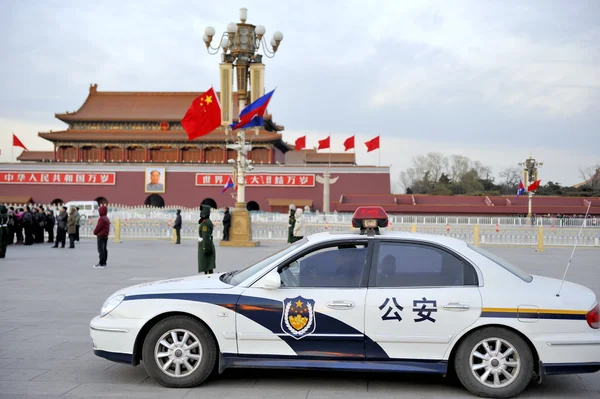 Rendőrségi autó, Peking, Kína — Stock Fotó