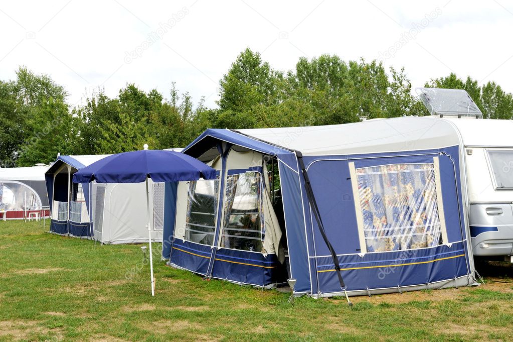 Tents and a caravan