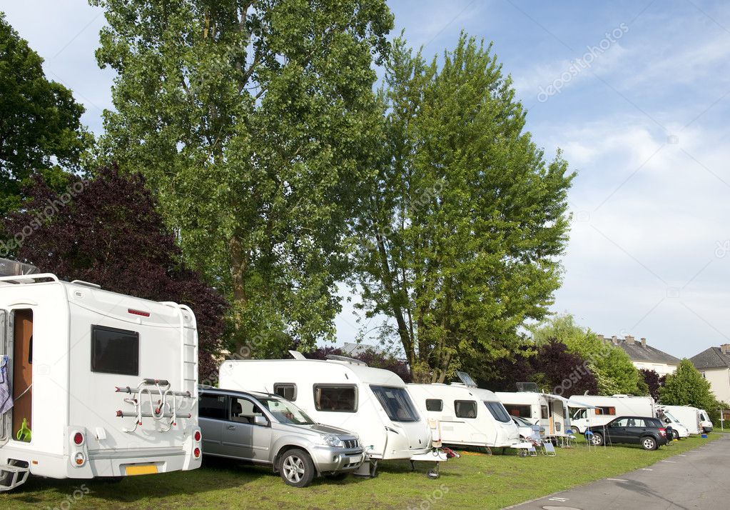 Caravans and campers at camping site