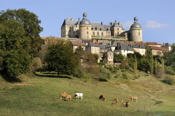 Hautefort slott i Frankrike Stockbild