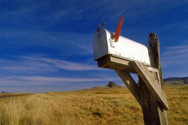 American mailbox with red flag clipart