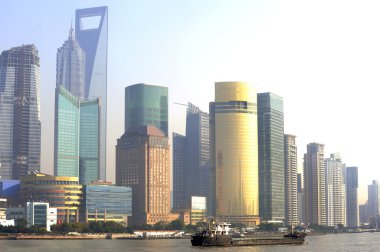 Pudong skyline at sunset, Shanghai, China clipart