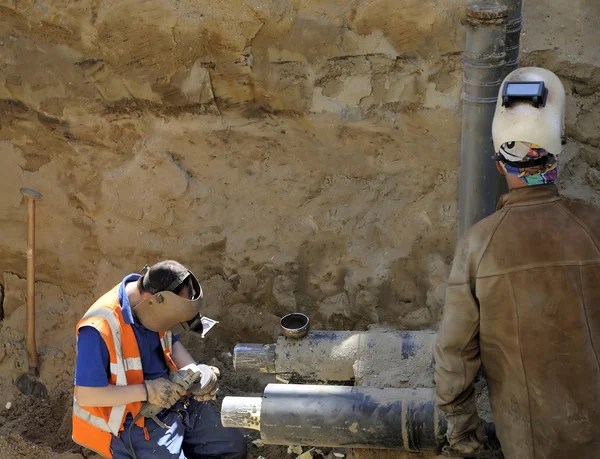 Arbeten på byggandet av gasledningen — Stockfoto