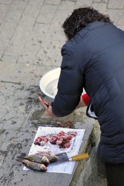 Preparing fish in China — Stock Photo, Image