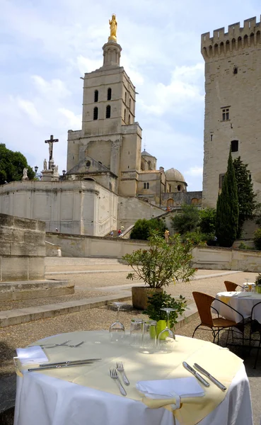 Restaurant table in Avignon — Stock Photo, Image