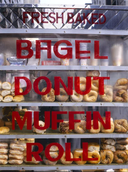 stock image Bagels, donuts muffins and rolls for sale