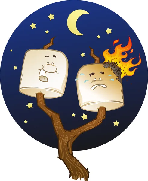Marshmallows σε campfire — Διανυσματικό Αρχείο