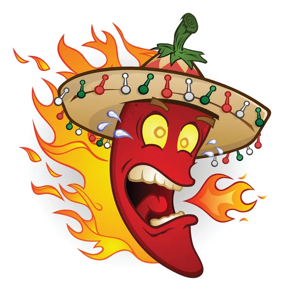 Flaming Sombrero Chili Pepper - Stok Vektor