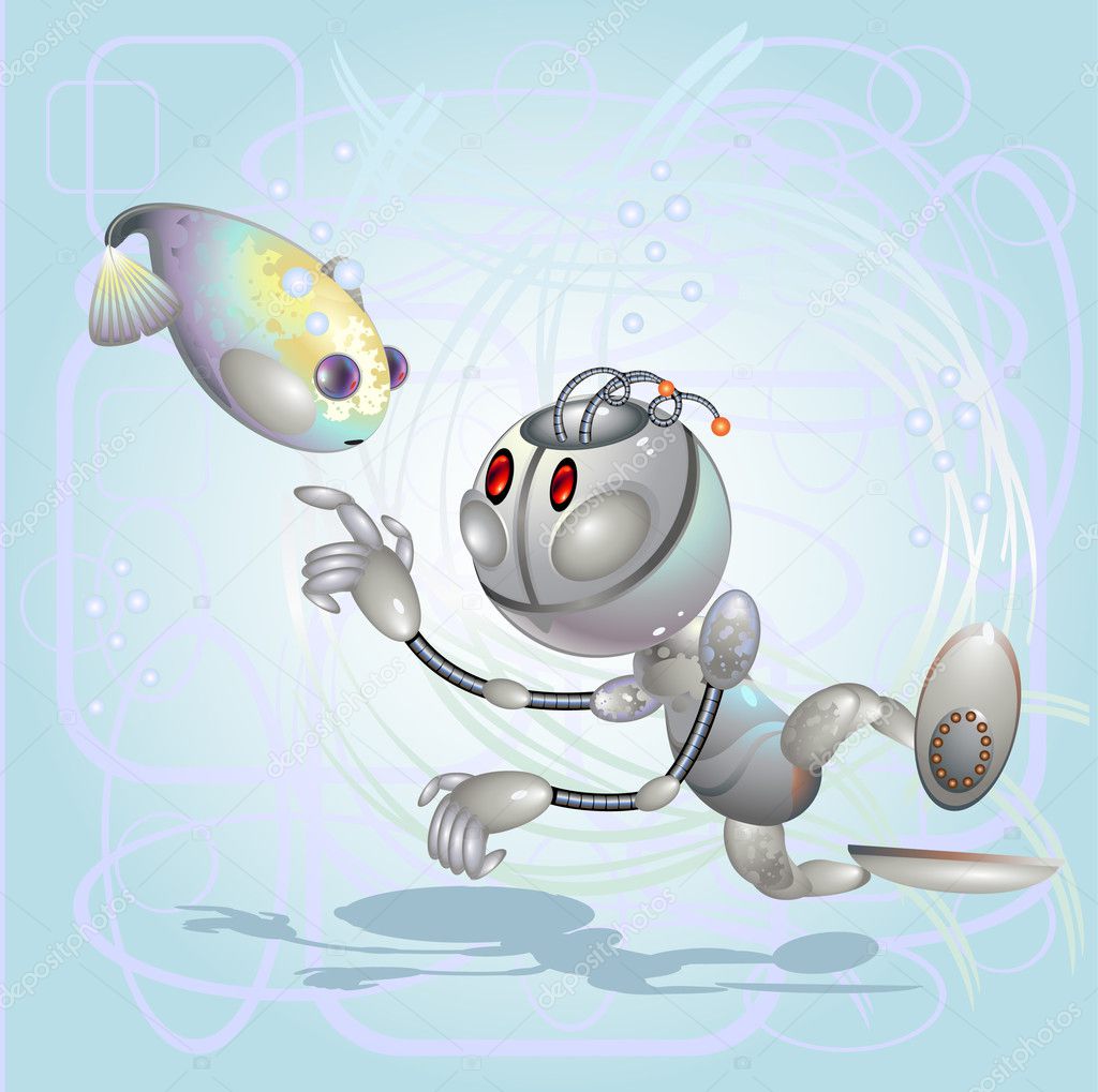 Robot boy and fish