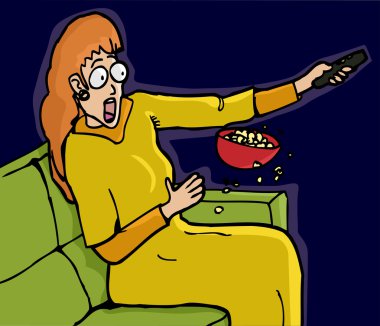 Scared Watching TV clipart