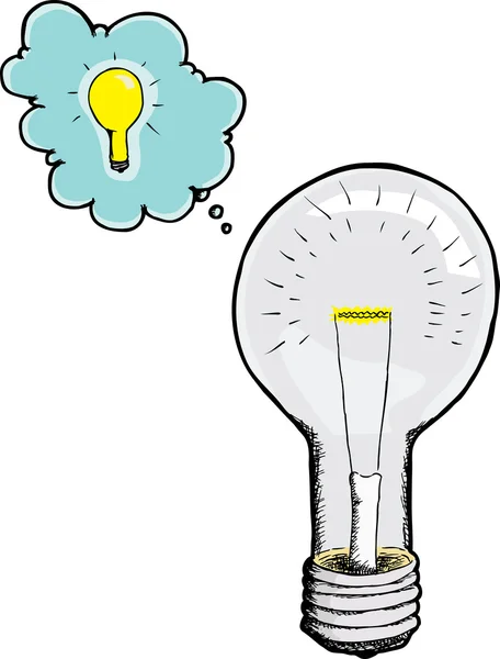 Light Bulb Gets An Idea — Stock Vector