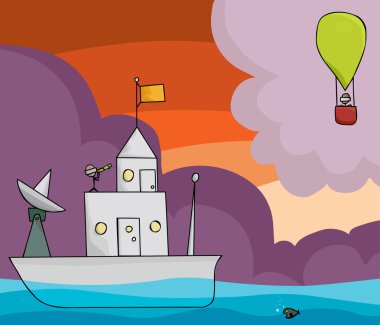 Boat and Balloon clipart