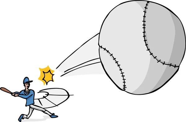 Softball-spelare träffar bollen — Stockfoto