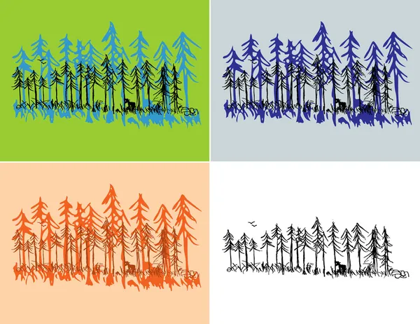 Scènes forestières saisonnières — Image vectorielle