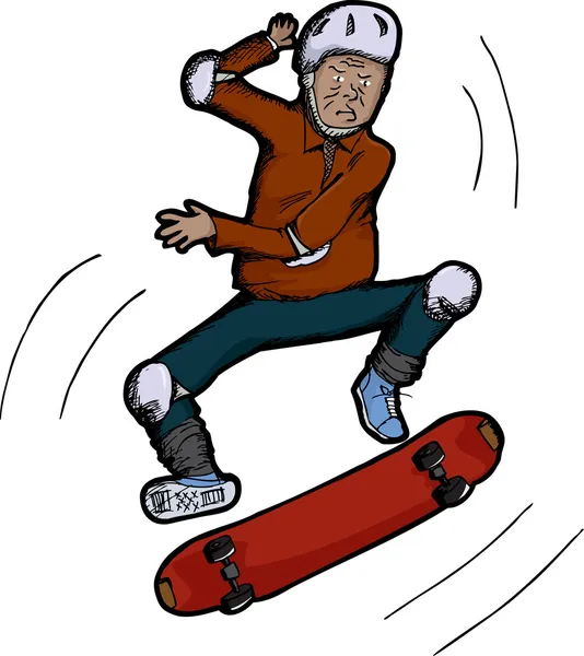 Senior burger skateboarder — Stockvector