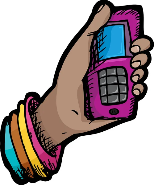 Teléfono en mano — Vector de stock