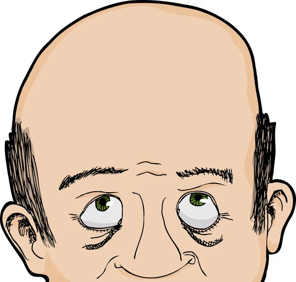 Bald Man Looks Up — Stock Vector