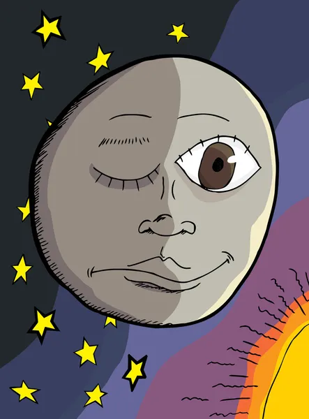 Man op de maan — Stockvector