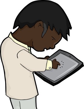 Man Using Tablet clipart