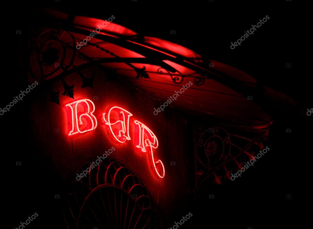 Bar Neon In A Modernist Marquee — Stock Photo © Photooiasson #8421464