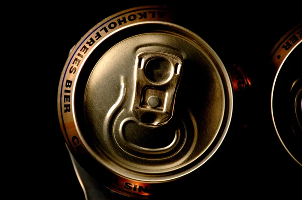Closeup non alcoholic beer cans — Stock Photo, Image