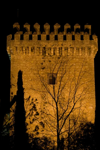 Castle´s Battlement of Alarcon at night in Cuenca. Spain — Stok fotoğraf
