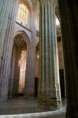 Pillars of the main nave in Santa Maria Cathedal of Astorga. Spain clipart