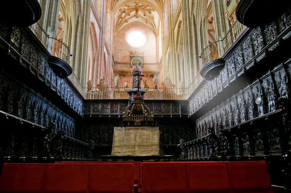 Chor und Orgel in der Kathedrale Santa Maria von Astorga. Spanien — Stockfoto
