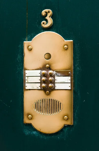 Detalhes para Apartamento House Doorbell Plate — Fotografia de Stock