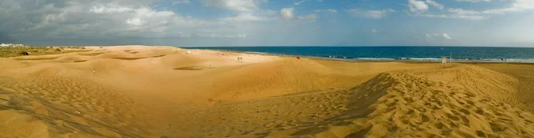 Παραλία maspalomas πανοραμική θέα. Λας Πάλμας ντε Γκραν Κανάρια. Ισπανία — Φωτογραφία Αρχείου