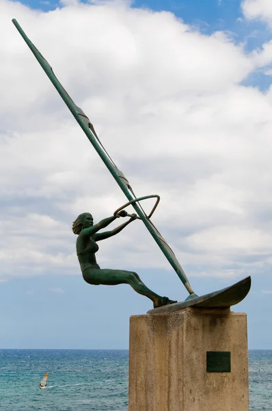 stock image Windsurfer statue in Pozo Izquierdo. Gran Canaria, Spain