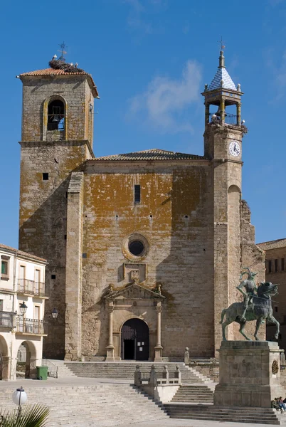 Burgemeester plein in trujillo. Caceres, Spanje. — Stockfoto