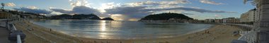 Concha Bay and Concha Beach at twilight. San Sebastian, Spain clipart