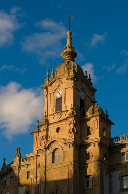 Clock tower of Corazon de Maria Church. San Sebastian, Spain clipart