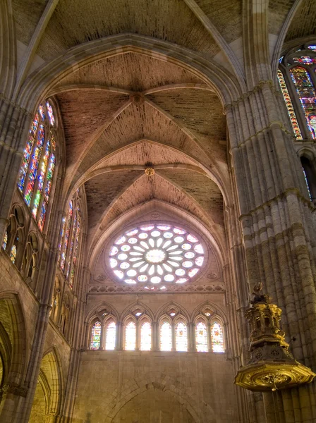 Transept in laterale schip van santa maria de leon kathedraal in leo — Stockfoto
