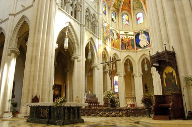Cathedral of Almudena in Madrid, Spain. Altar clipart