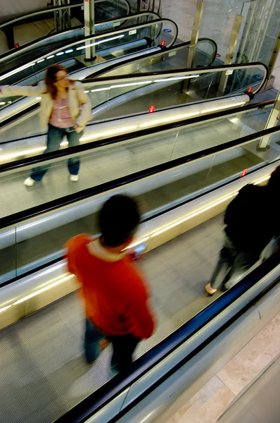 stock image Hall in modern building with mechanical stairs