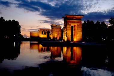 Temple of Debod in Madrid at night clipart